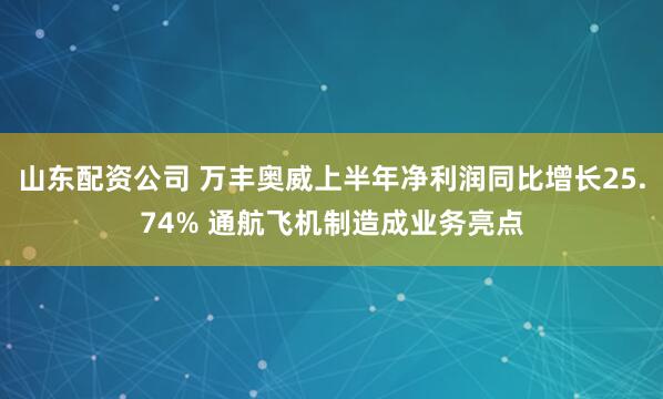 山东配资公司 万丰奥威上半年净利润同比增长25.74% 通航飞机制造成业务亮点