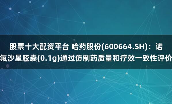 股票十大配资平台 哈药股份(600664.SH)：诺氟沙星胶囊(0.1g)通过仿制药质量和疗效一致性评价